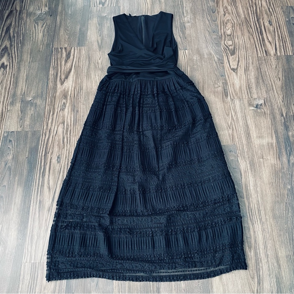 4C Black Lace Belted Midi Dress